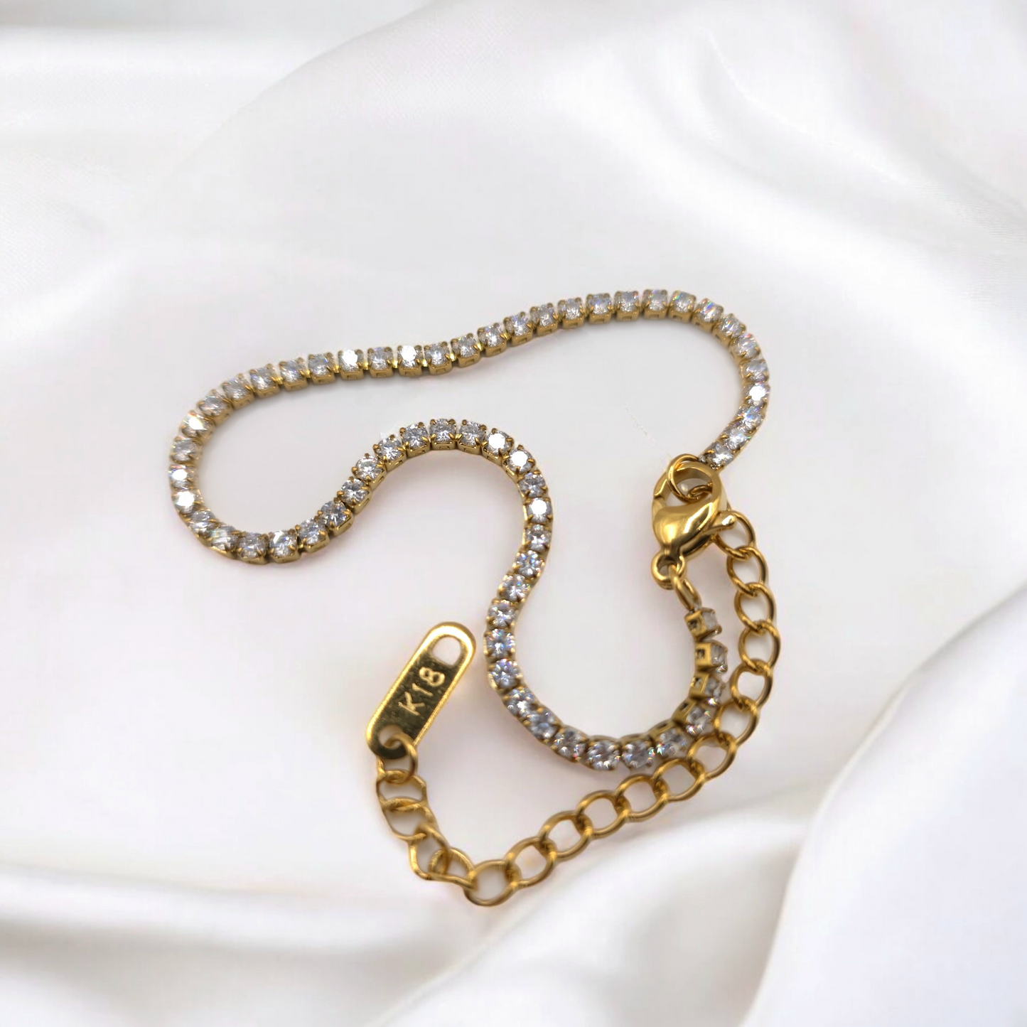 Golden Glow Bracelet Tennis en Acier Chirurgical 316L Plaqué Or 18K
