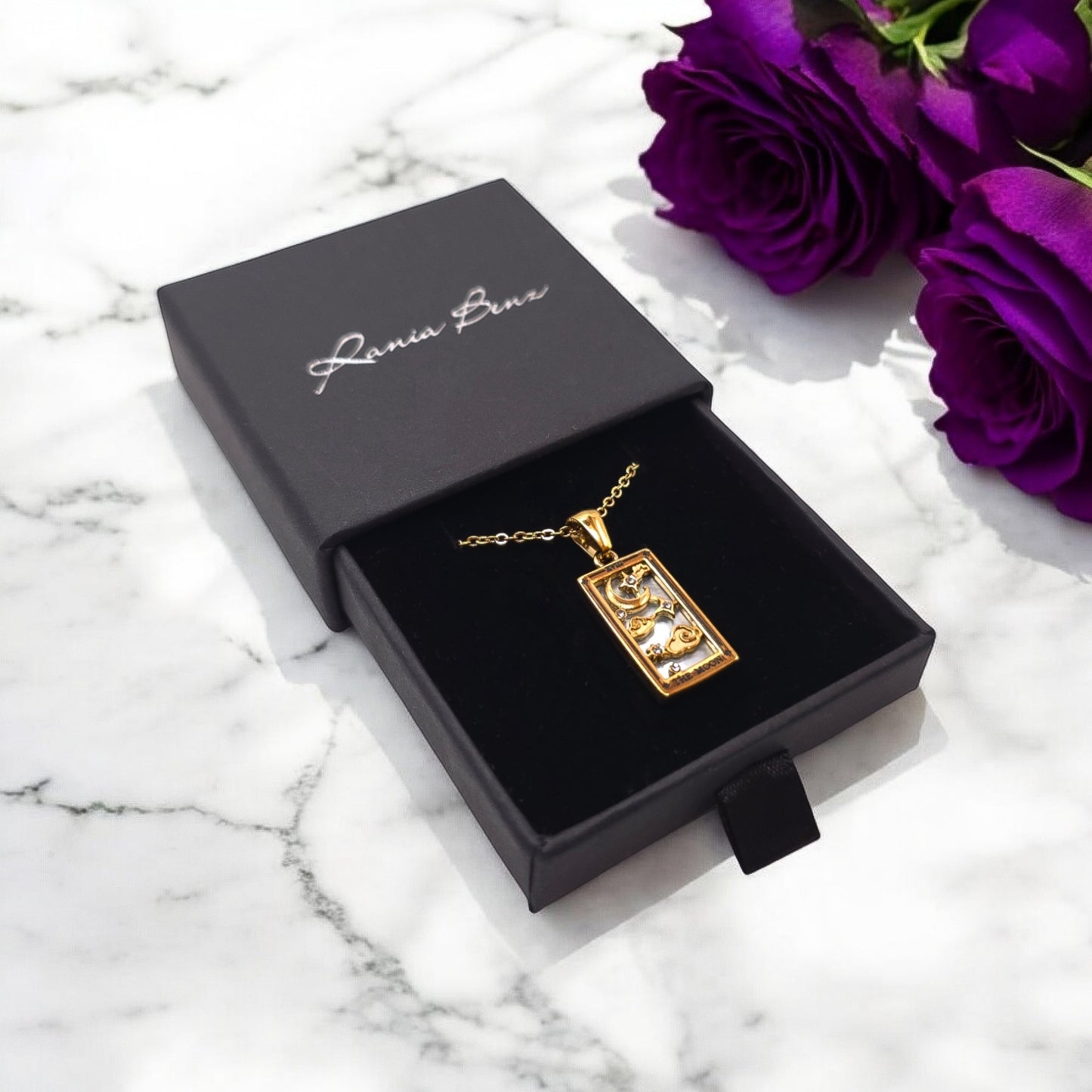 Moon Collier En Acier Chirurgical 316L Plaqué Or 18K