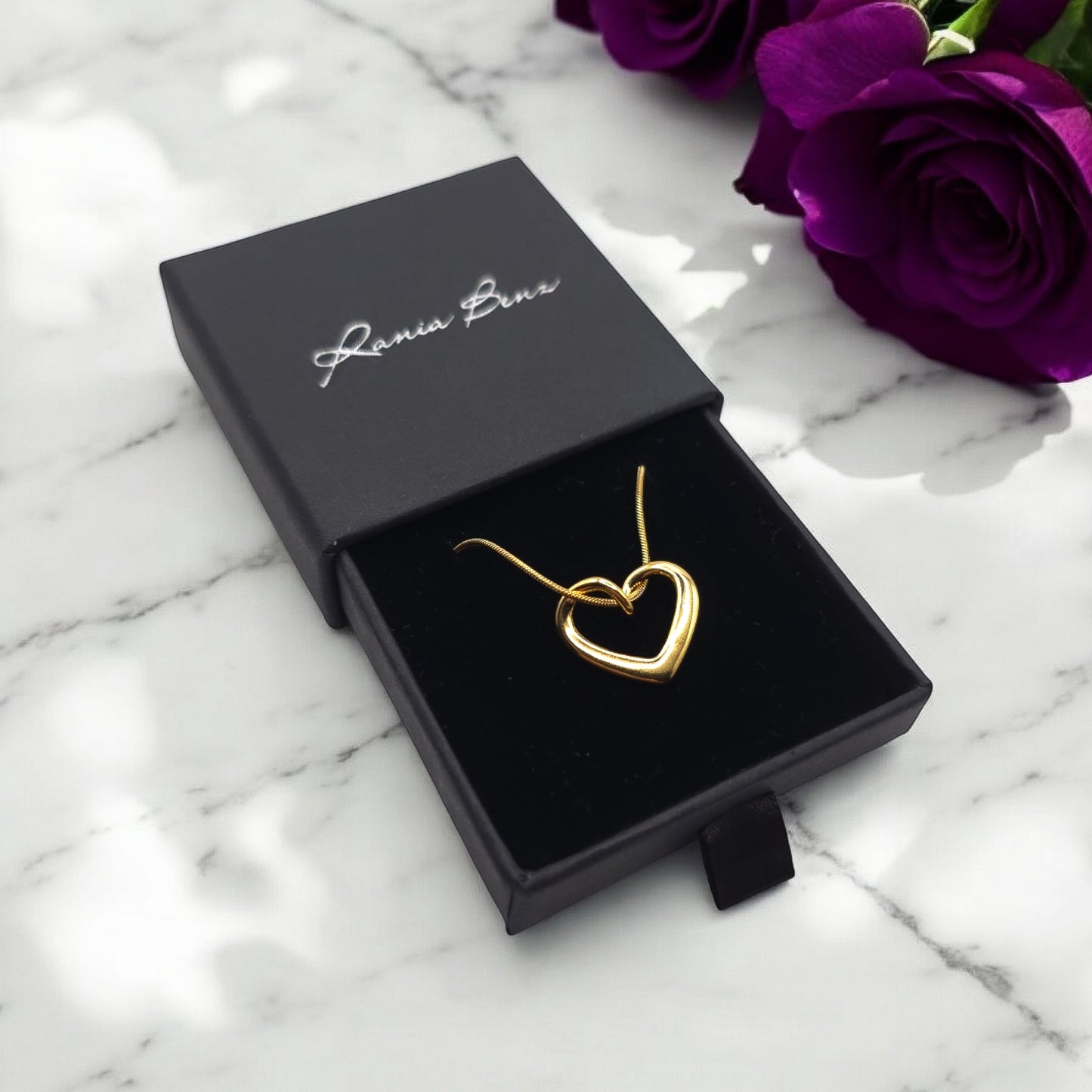 Amore Collier en Acier Chirurgical 316L Plaqué Or 18K