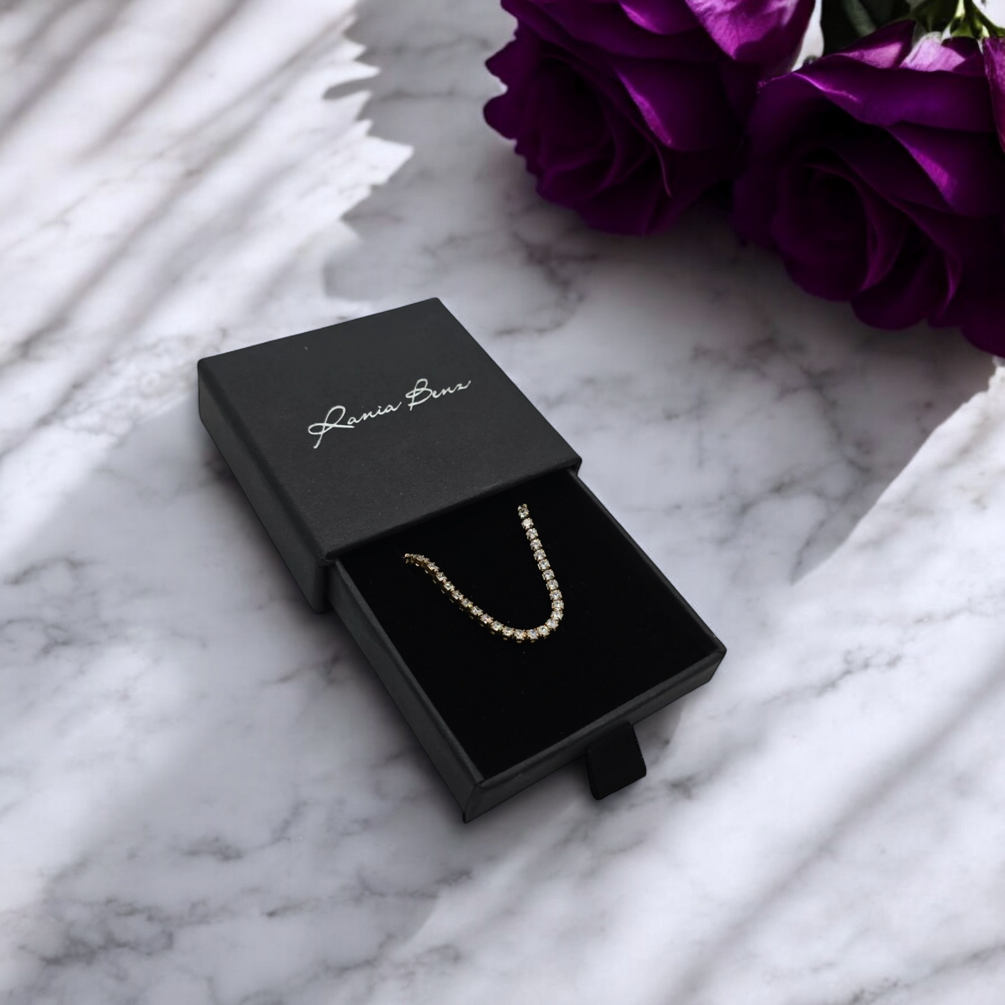 Golden Glow Bracelet Tennis en Acier Chirurgical 316L Plaqué Or 18K