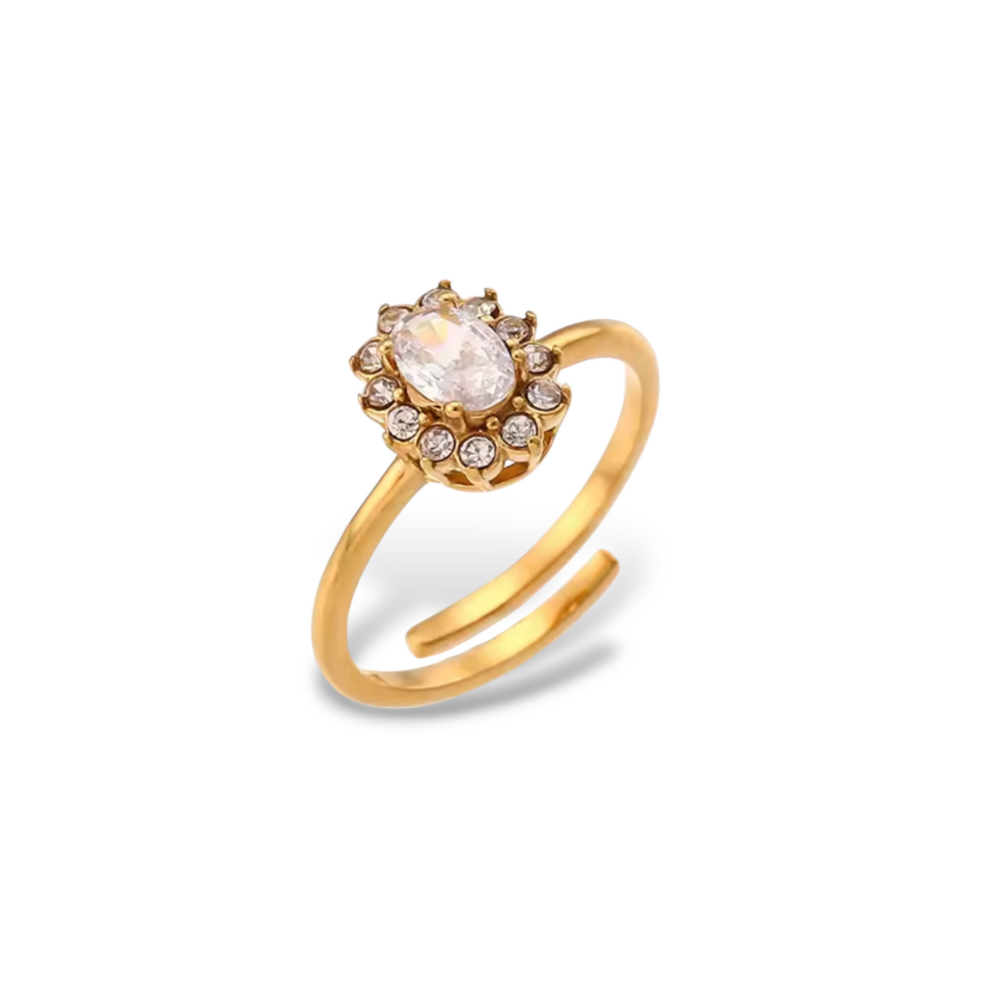 Flora Bague ajustable en acier chirurgical 316L Plaqué Or 18k