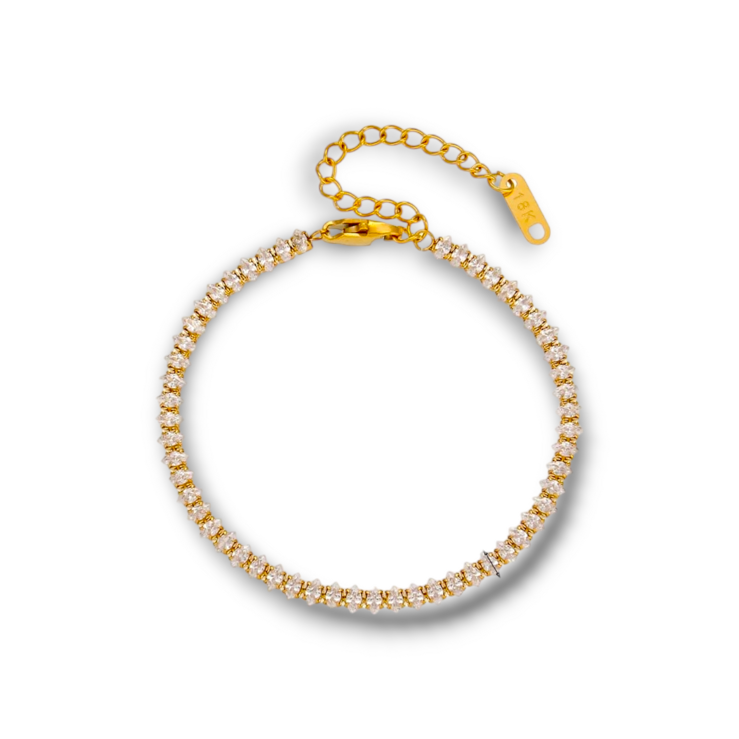 Iza Bracelet Tennis En Acier Chirurgical 316L Plaqué Or 18K