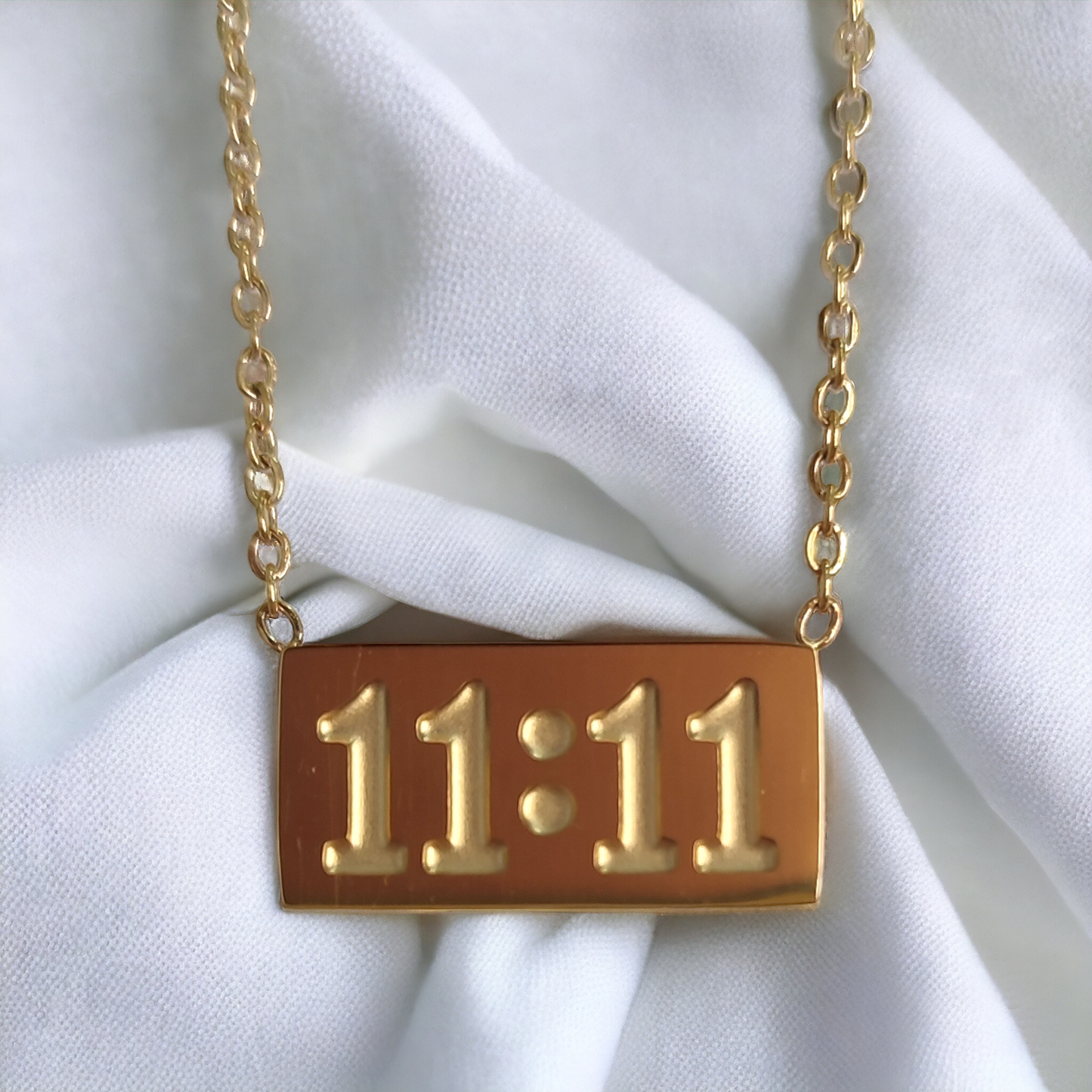 Angel 11:11 Collier En Acier Chirurgical 316L Plaqué Or 18K