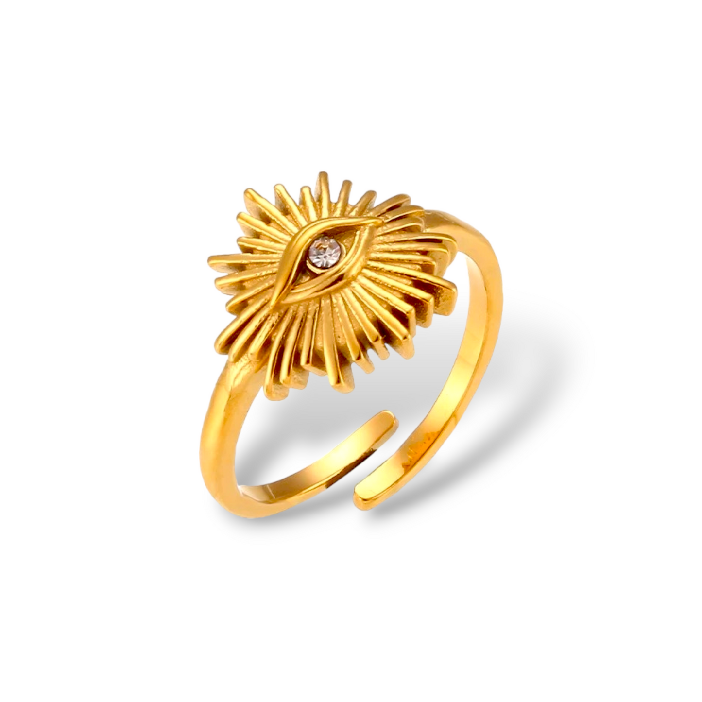 Sun's Gaze Bague en Acier Chirurgical 316L Plaqué Or 18K