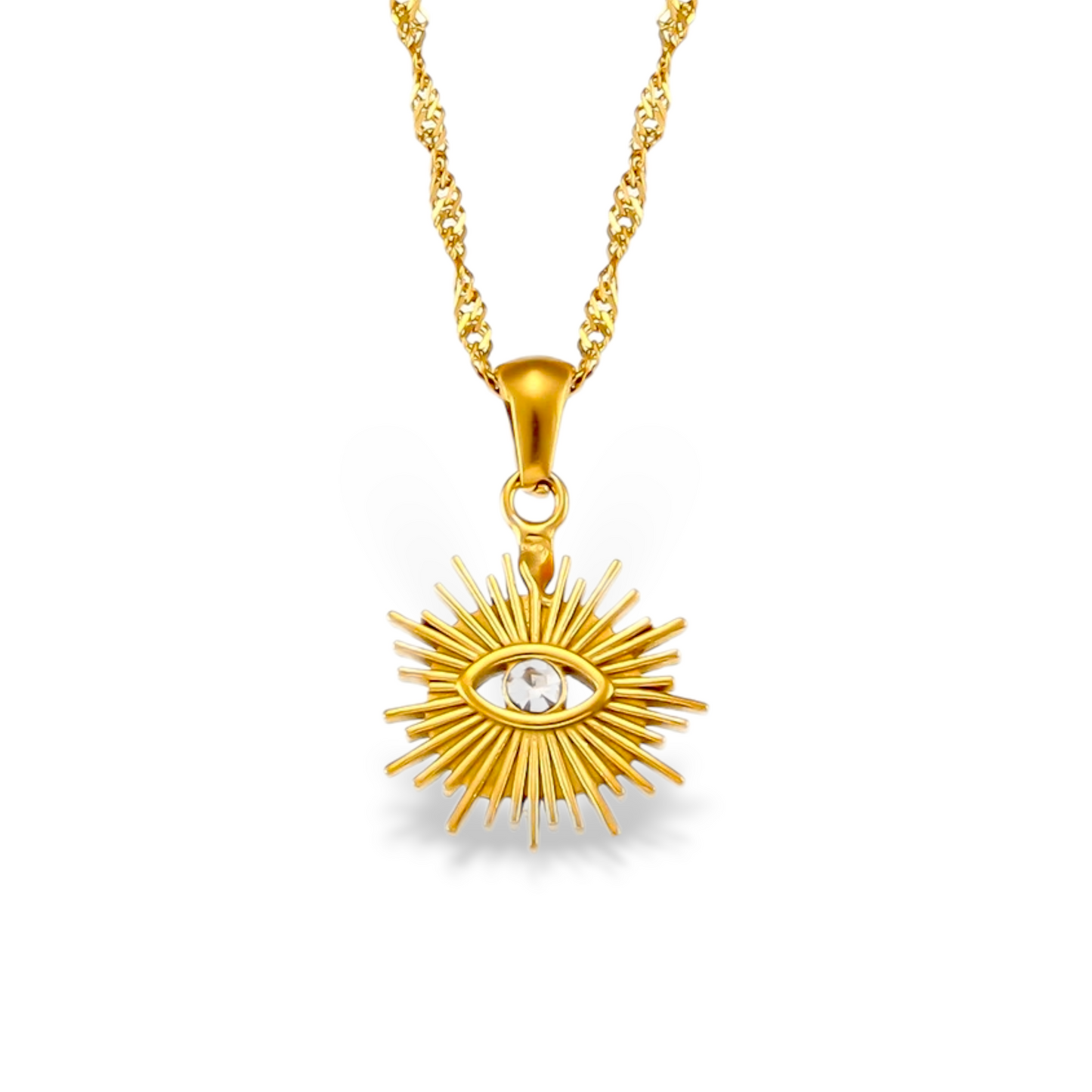 Sun's Gaze Collier en Acier Chirurgical 316L Plaque Or 18K