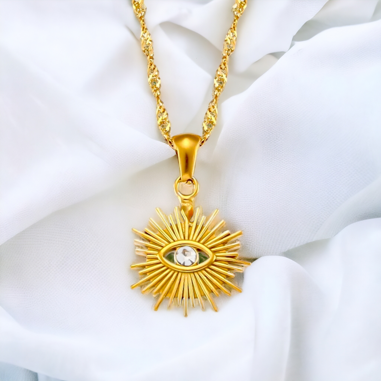 Sun's Gaze Collier en Acier Chirurgical 316L Plaque Or 18K