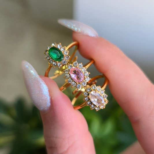Flora Bague ajustable en acier chirurgical 316L Plaqué Or 18k