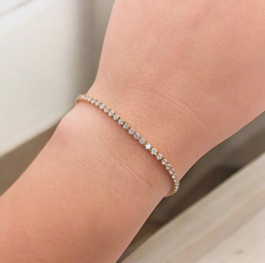 Golden Glow Bracelet Tennis en Acier Chirurgical 316L Plaqué Or 18K