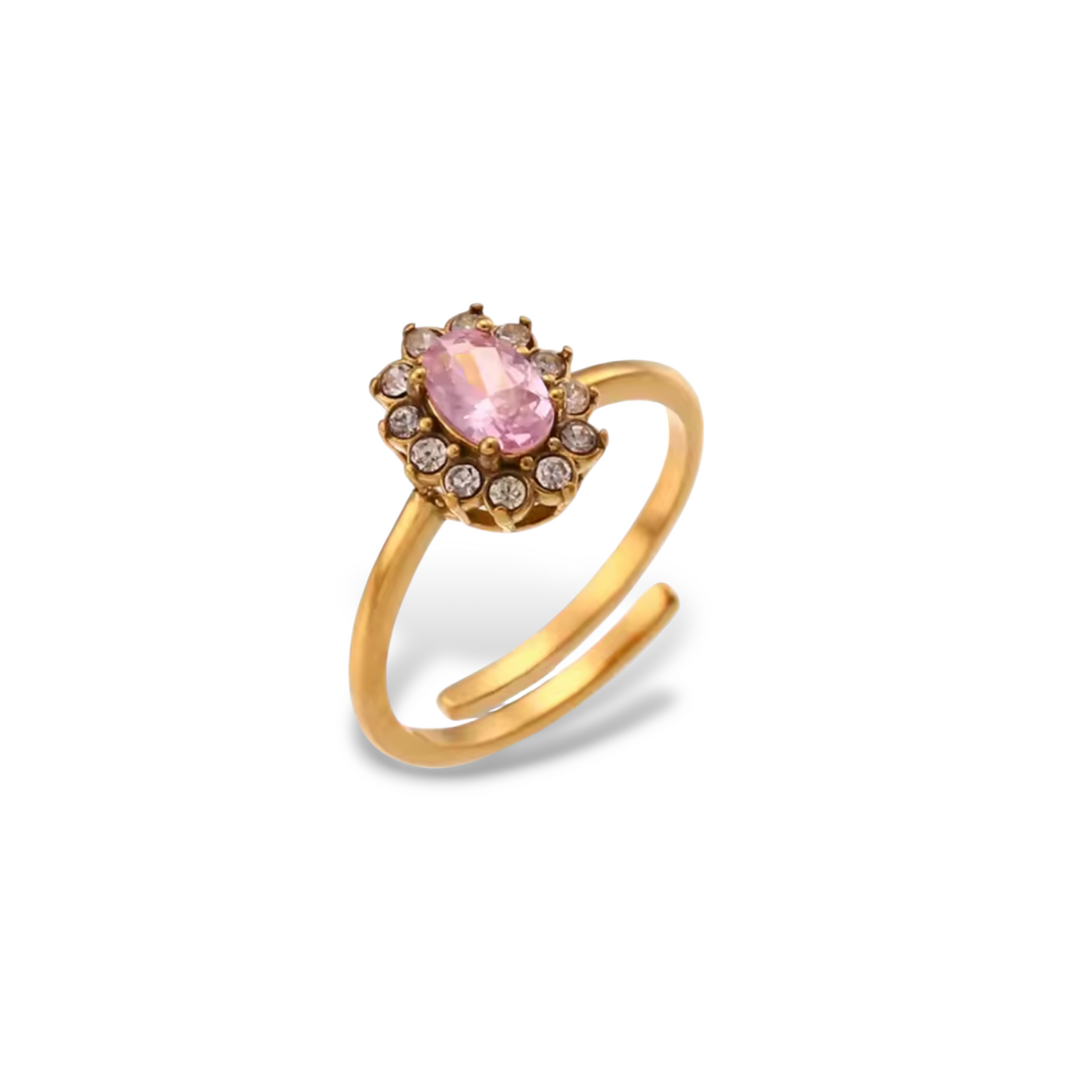 Flora Bague ajustable en acier chirurgical 316L Plaqué Or 18k