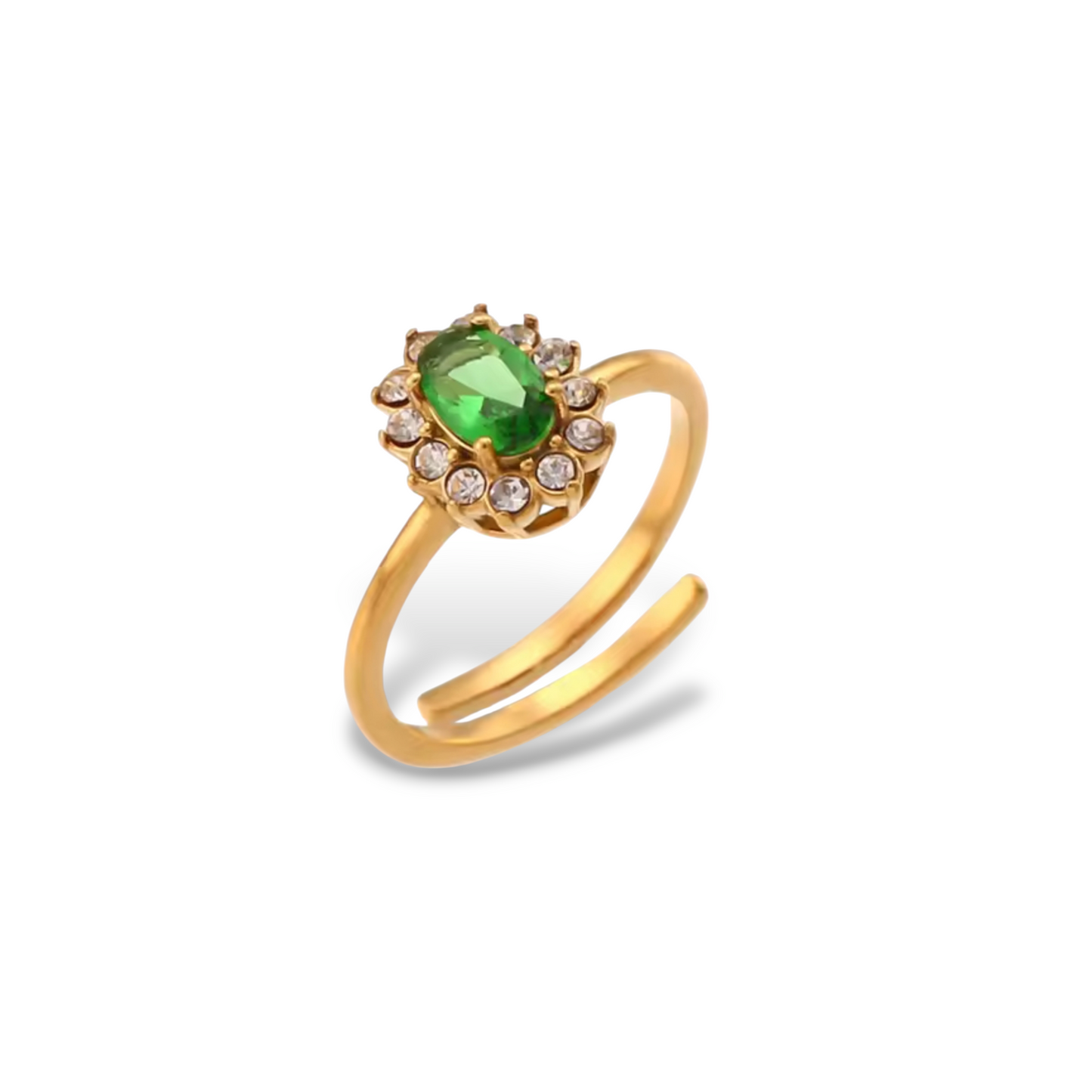 Flora Bague ajustable en acier chirurgical 316L Plaqué Or 18k